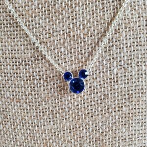 Blue Crystal Mickey Mouse Necklace